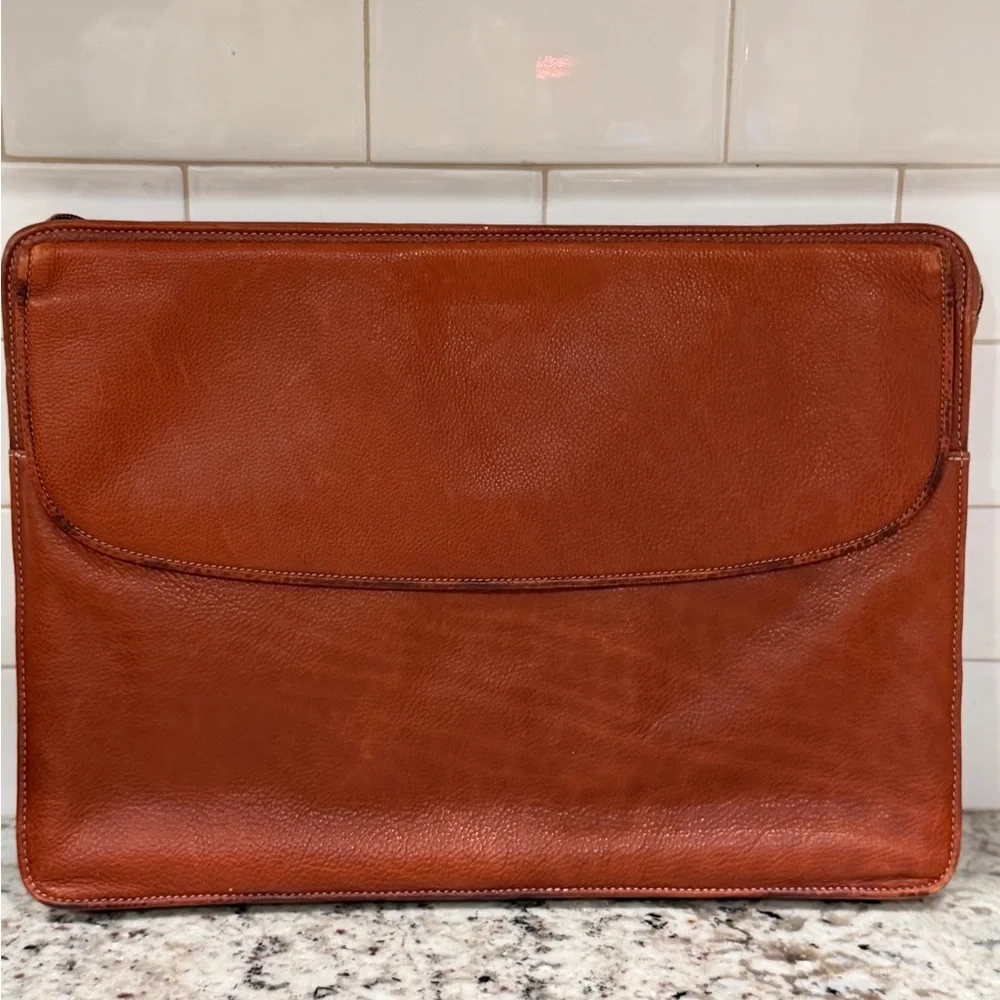 Johnston & Murphy Tan Leather Laptop Bag